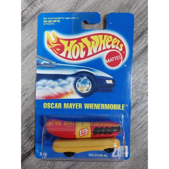 [NEW] 1991 Hot Wheels OSCAR MAYER WIENERMOBILE Blue Card #204 Model Black Wheels - Picture 1 of 4
